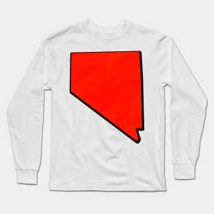 Bright Red Nevada Outline Long Sleeve T-Shirt